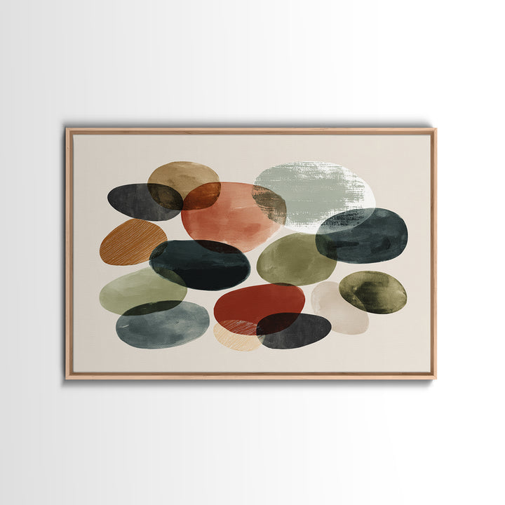 Overlapping Muted Oval Shapes Canvas Print, Midcentury Modern Art, Abstract Wall Decor, Bauhaus Poster, MCM Home Decor Print