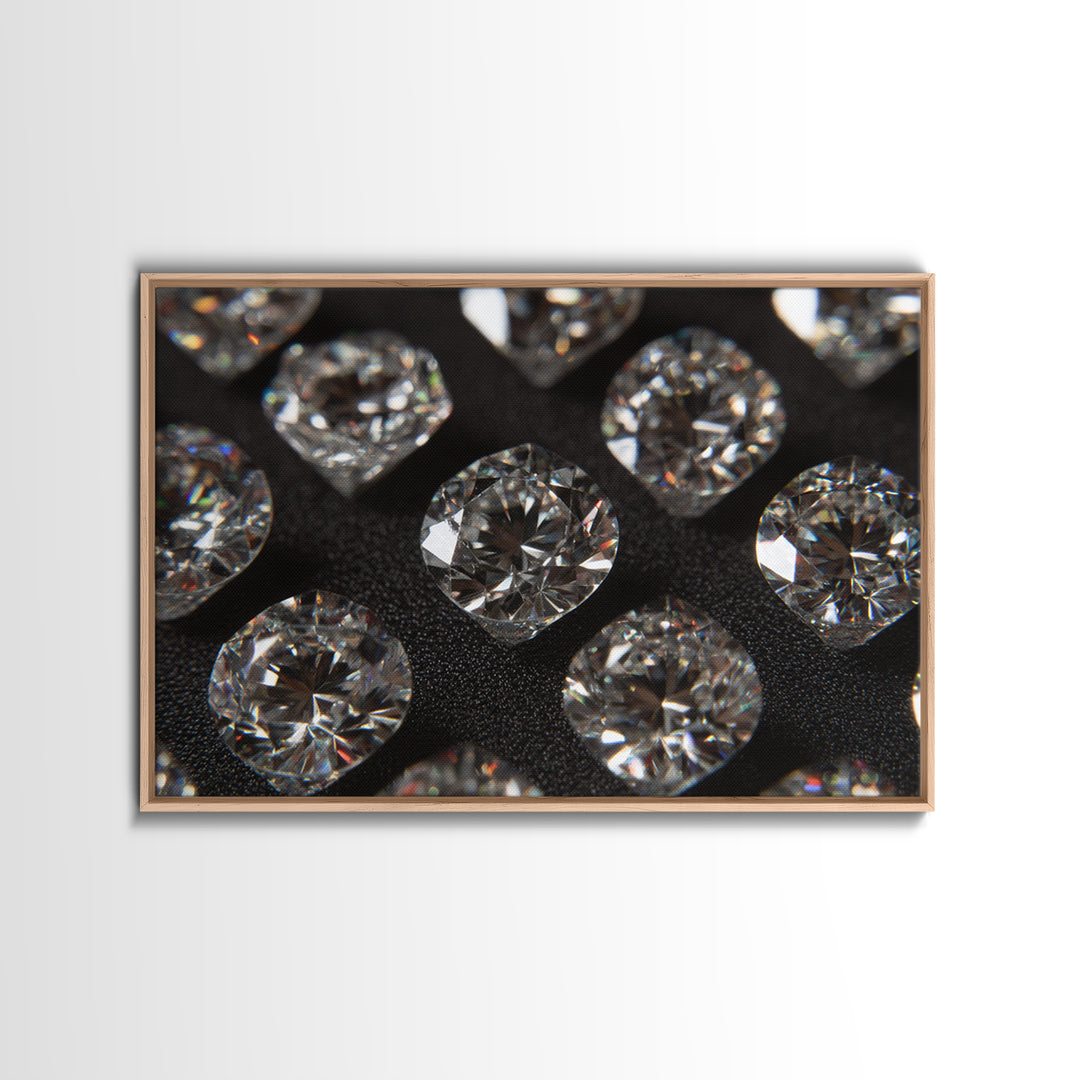 Sparkling Round Diamond Macro Wall Art, Glam Black White Photo Print, Luxury Modern Decor, Statement Jewelry Poster Gift