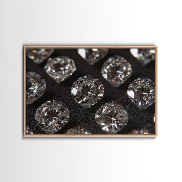Sparkling Round Diamond Macro Wall Art, Glam Black White Photo Print, Luxury Modern Decor, Statement Jewelry Poster Gift
