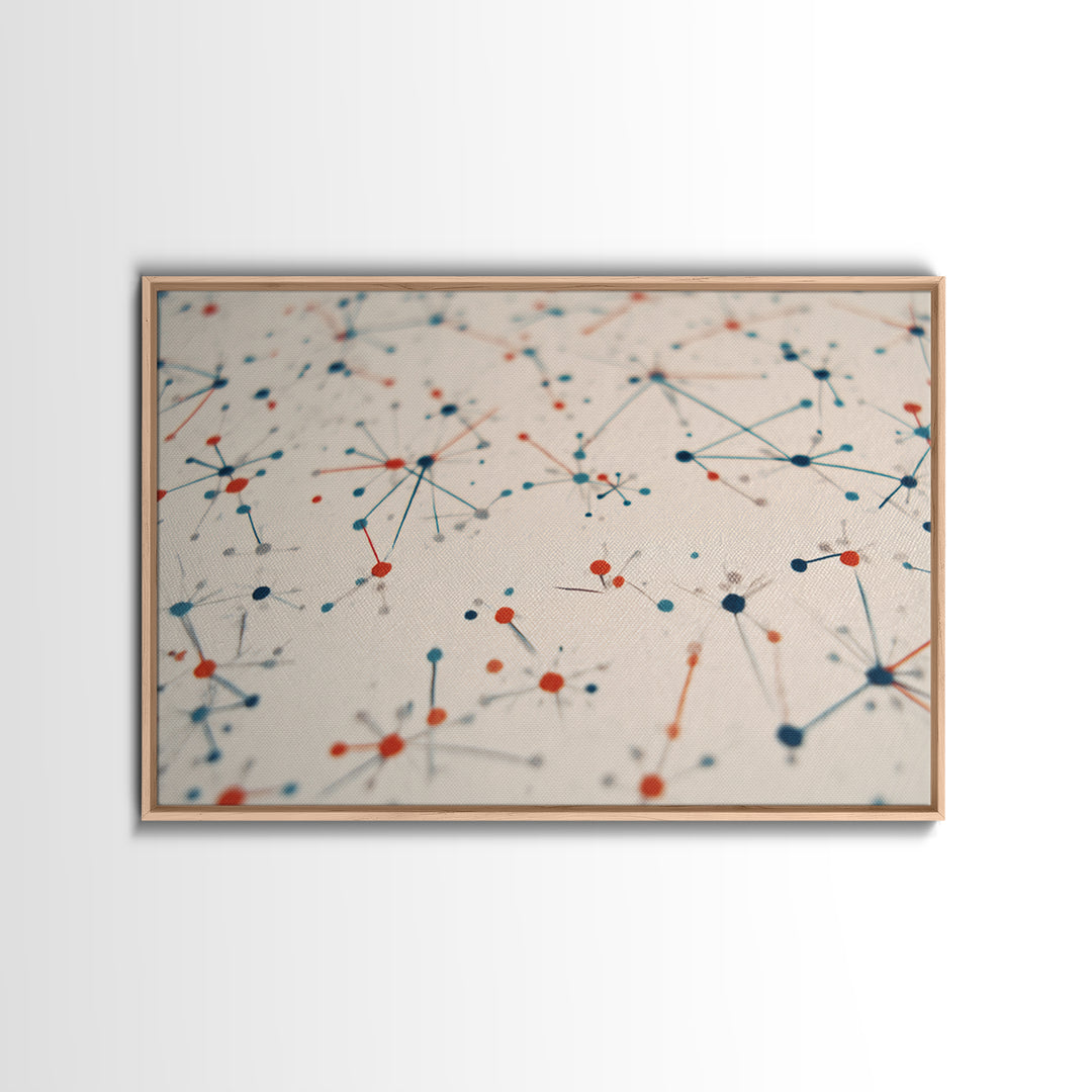 Atomic Network Dots And Lines Canvas Print, Mid Century Modern Wall Art, Geometric Abstract Art, Retro Office Decor, Home Decor