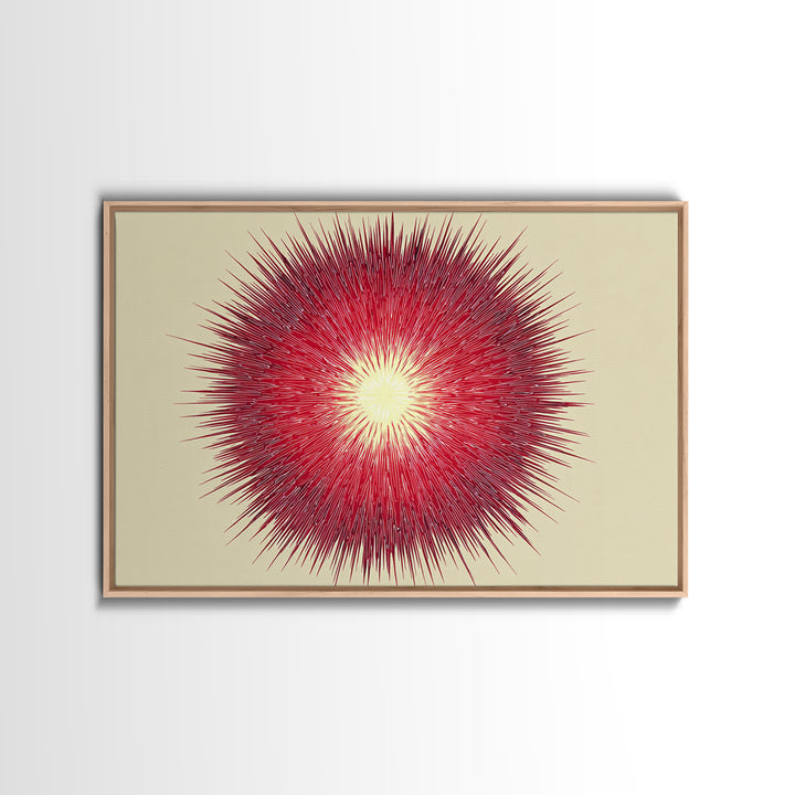 Red Radial Sunburst Wall Art, Midcentury Modern Art Print, Atomic Geometric Decor, Retro MCM Living Room Home Decor Poster