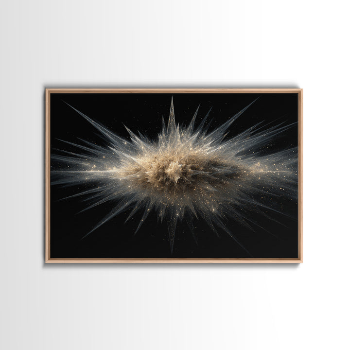 Gold Cosmic Explosion Canvas Print, Modern Abstract Art, Space Abstract Wall Decor, Black Galaxy Poster For Home Office Decor