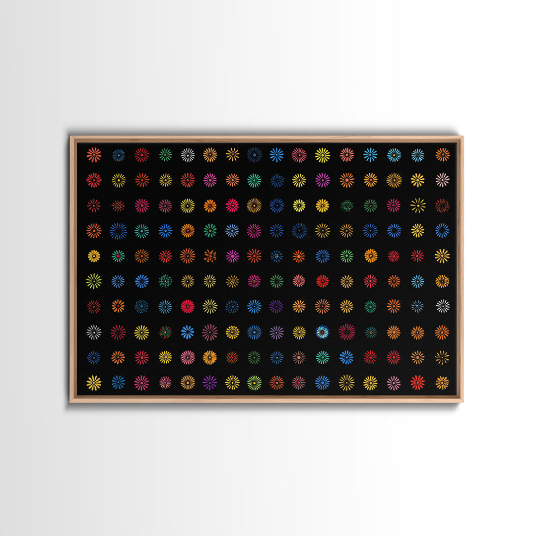 Colorful Atomic Starburst Grid Wall Art, Midcentury Modern Print, Retro Pattern Poster, Groovy MCM Home Decor Canvas Print