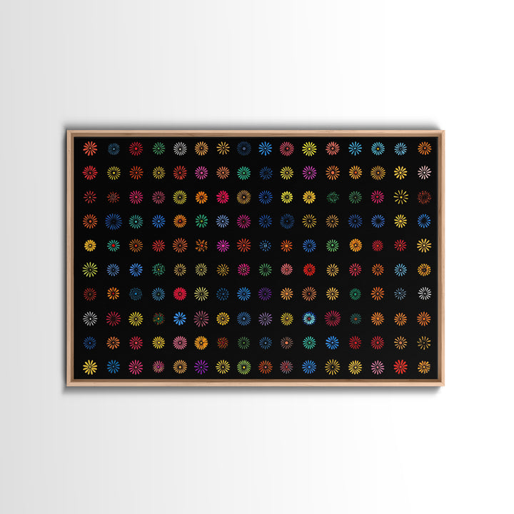 Colorful Atomic Starburst Grid Wall Art, Midcentury Modern Print, Retro Pattern Poster, Groovy MCM Home Decor Canvas Print