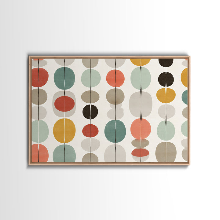 Pastel Circle Garland Pattern Canvas Print, Midcentury Modern Art, Geometric Wall Art, MCM Wall Decor, Retro Home Decor Print