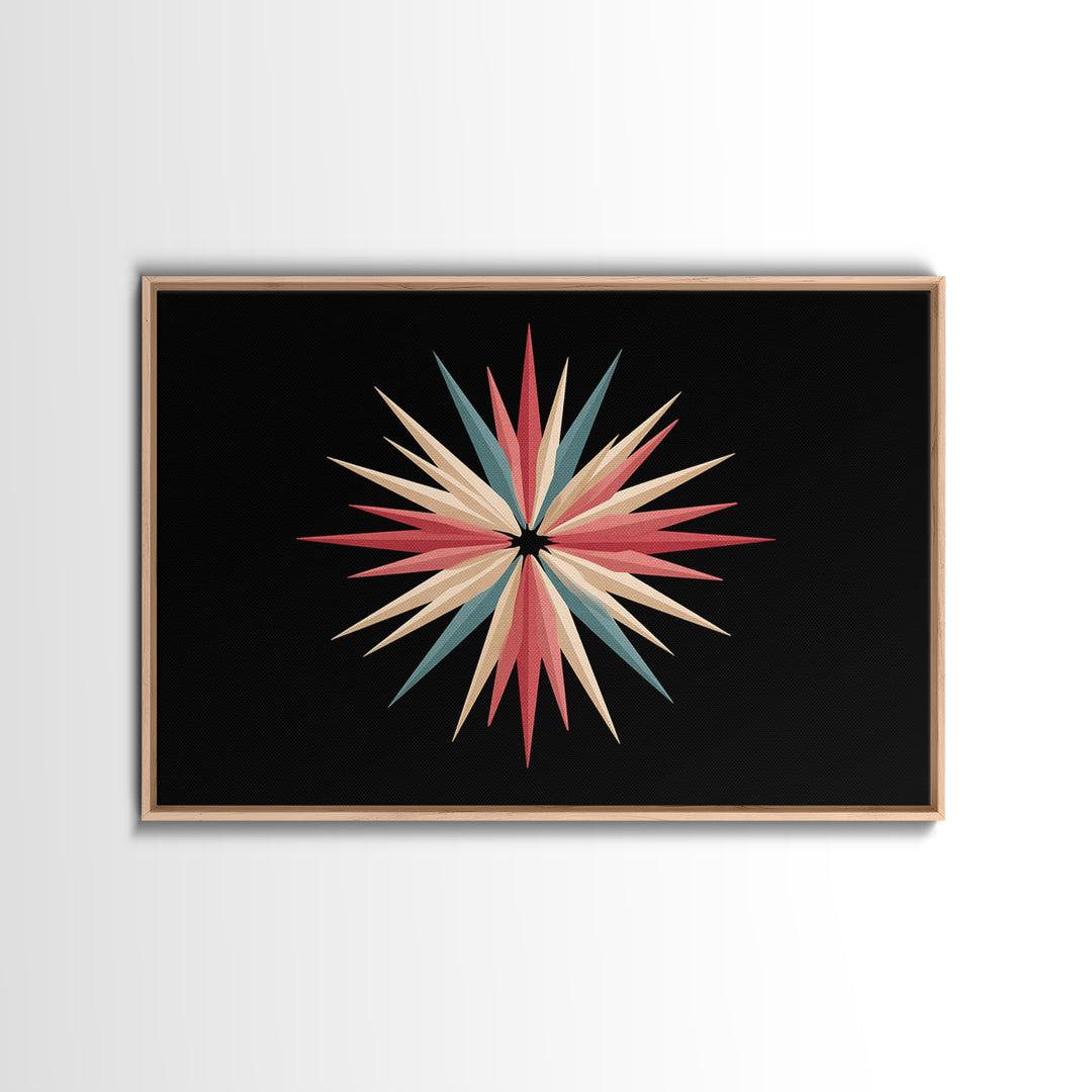 Atomic Starburst Abstract Wall Art, Mid Century Modern Print, Retro Geometric Poster, MCM Wall Decor, Colorful Canvas Style