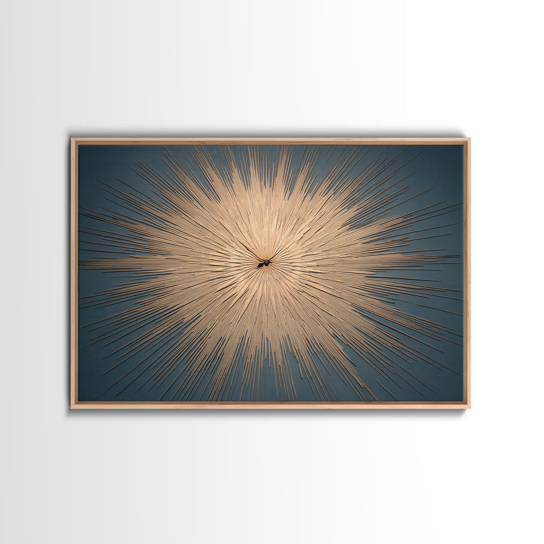 Gold Atomic Sunburst Clock On Teal Wall Art, Mid Century Modern Decor, Retro Modern Poster, MCM Living Room Art Print, Home Decor