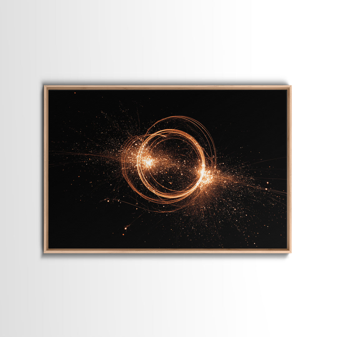 Orange Cosmic Energy Ring Wall Art, Modern Abstract Art Print, Space Abstract Art, Retro Wall Decor, Framed Canvas Print