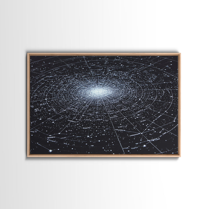 Radiant Galaxy Star Chart Wall Art, Deep Navy Constellation Map, Cosmic Astronomy Poster, Modern Space Decor Print For Bedroom