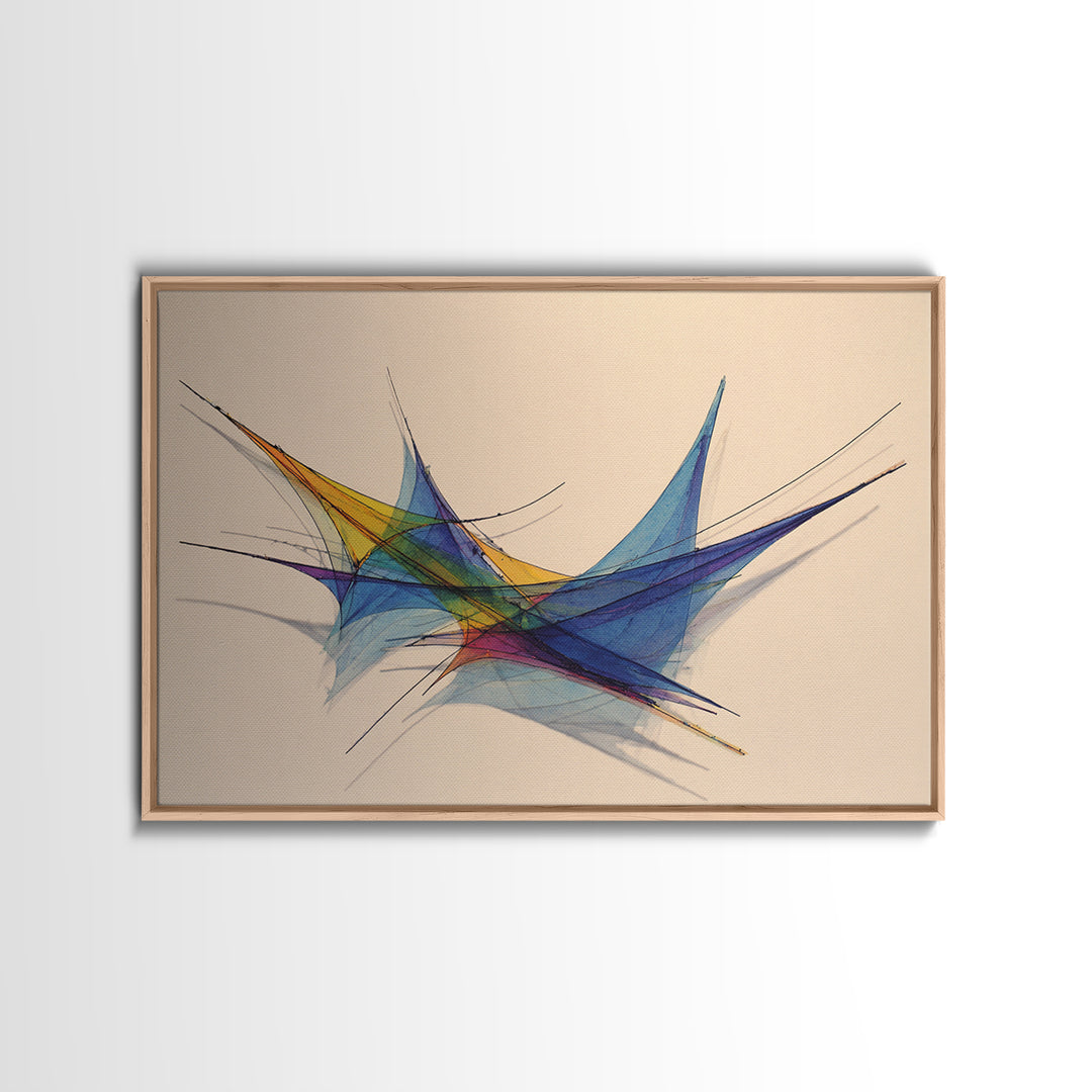 Colorful Geometric Stabile Wall Art, Modern Sculpture Inspired Print, Midcentury Abstract Lines, Bauhaus Bright Home Office Decor
