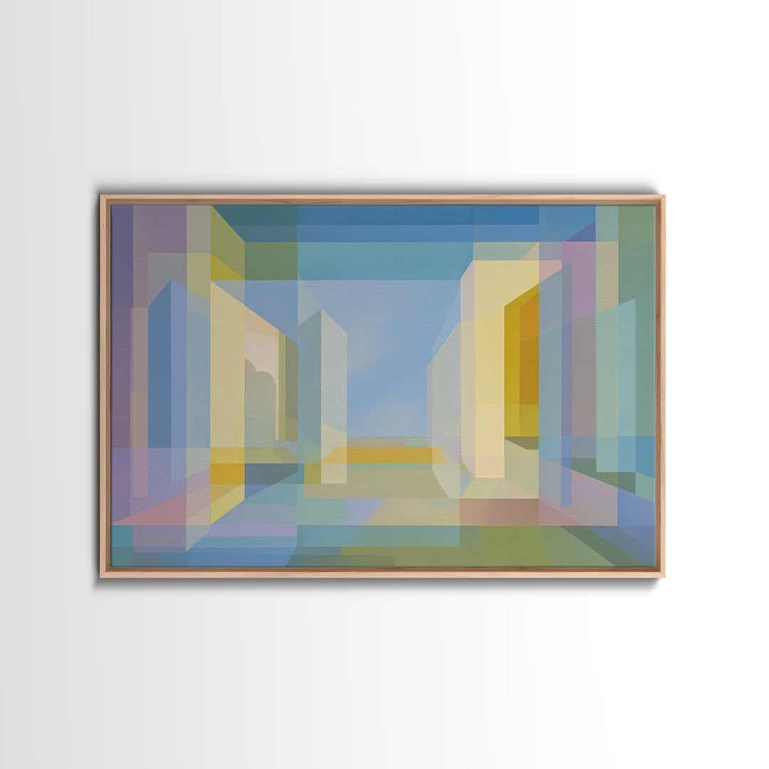 Pastel Geometric Atrium Wall Art, Scandinavian Modern, Minimalist Wall Art, Abstract Decor Art, Modern Home Decor, Office Decor