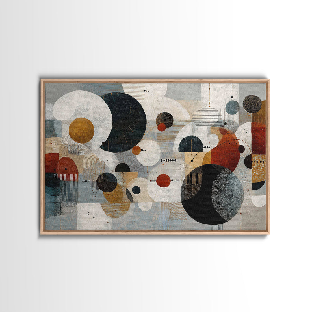 Atomic Circle Mobile Wall Art, Midcentury Modern Art, Geometric Art Print, Abstract Wall Art, Burnt Orange Art, Retro Decor