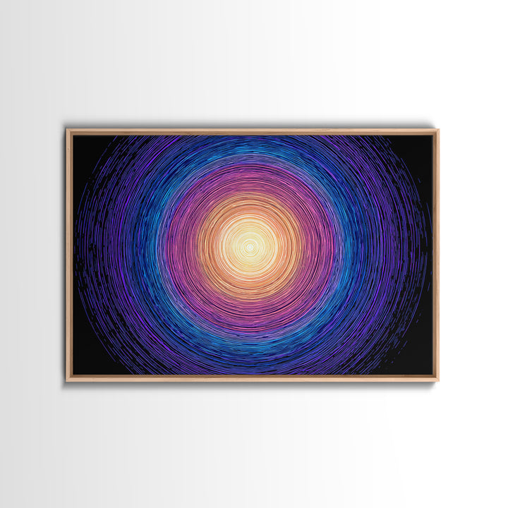 Vibrant Purple Blue Concentric Spiral Wall Art, Midcentury Modern Abstract Art Print, Geometric Retro Decor For Living Room