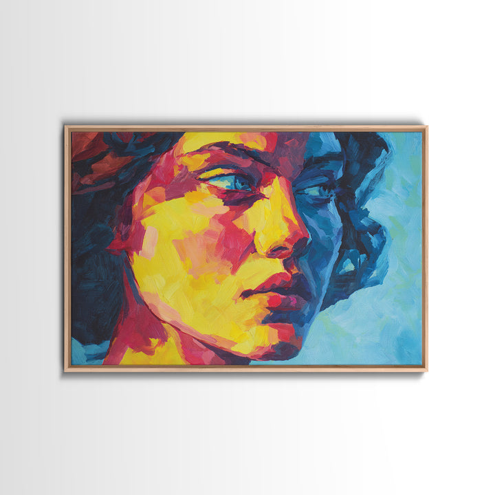 Colorful Expressionist Profile Portrait Canvas Print, Modern Abstract Art, Bold Figurative Wall Art For Bedroom Living Room