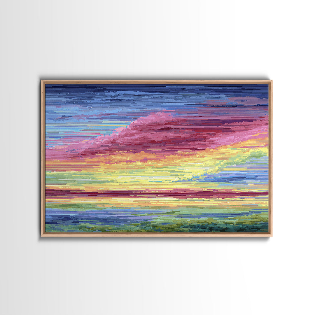 Vibrant Pink Yellow Sunset Clouds, Modern Wall Art, Bright Abstract Art Print, Colorful Living Room Decor Canvas Print Poster