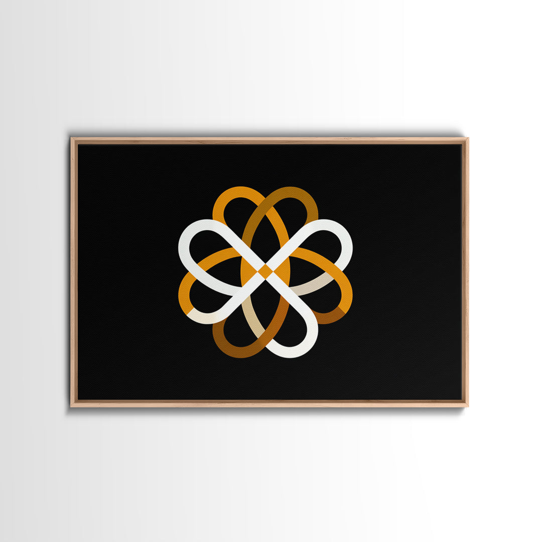 Orange White Atomic Loop Abstract, Modern Wall Art, Minimalist Geometric Poster, Retro MCM Home Decor Canvas Print Gift Idea