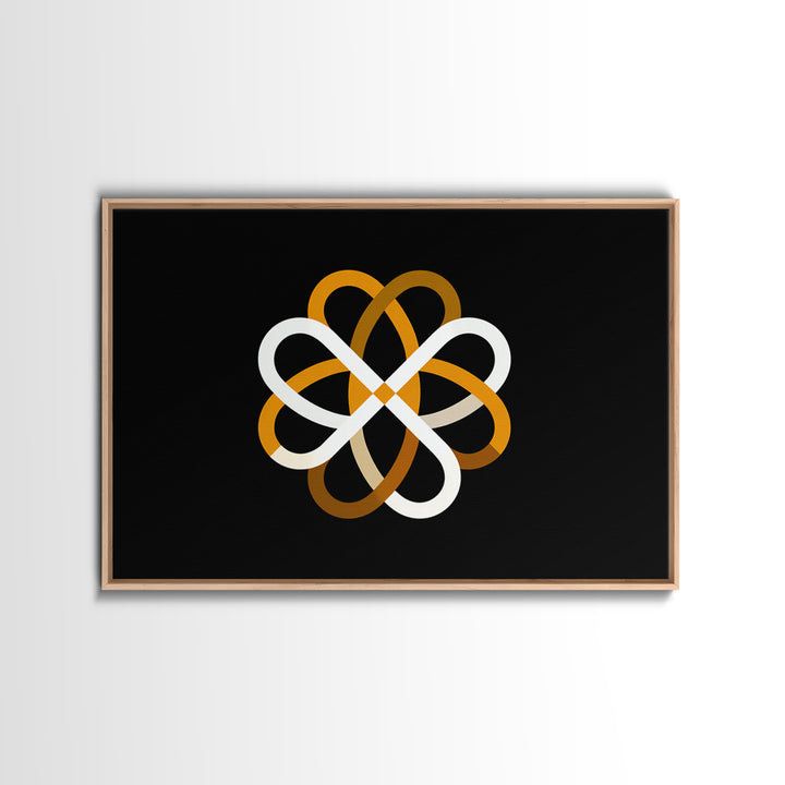 Orange White Atomic Loop Abstract, Modern Wall Art, Minimalist Geometric Poster, Retro MCM Home Decor Canvas Print Gift Idea