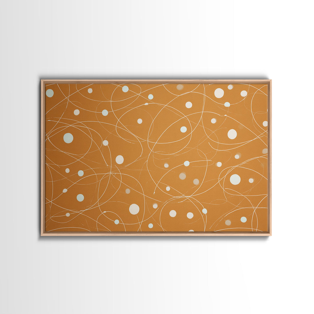 Burnt Orange Orbit Line Wall Art, Midcentury Modern Abstract Print, Minimal Atomic Pattern, Neutral Geometric Office Decor