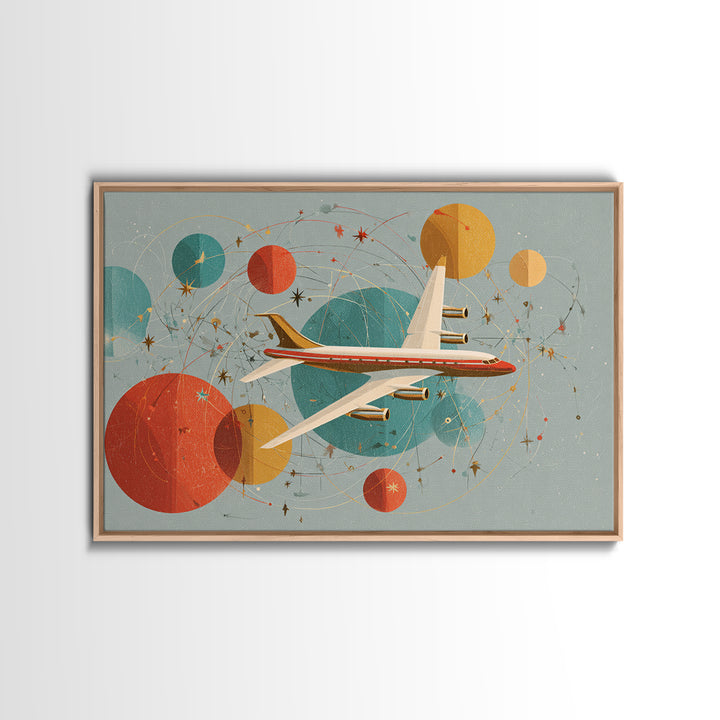 Retro Jet Age Airplane Orbit Abstract Wall Art, Midcentury Modern Art Print, Atomic Aviation Poster, MCM Living Room Decor
