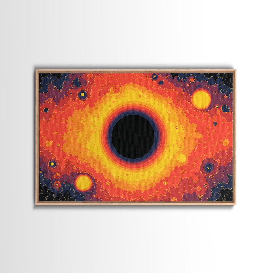 Fiery Black Hole Eclipse Wall Art, Modern Abstract Art Print, Orange Space Poster, Cosmic Galaxy Decor For Living Room Decor