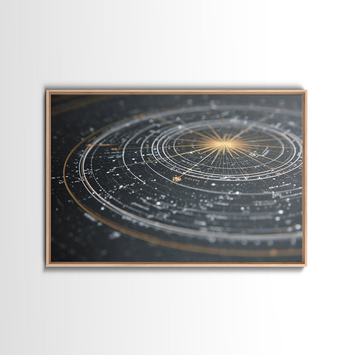 Black Gold Celestial Star Chart Wall Art, Astronomical Map Print, Modern Cosmic Decor, Space Abstract Home Office Poster