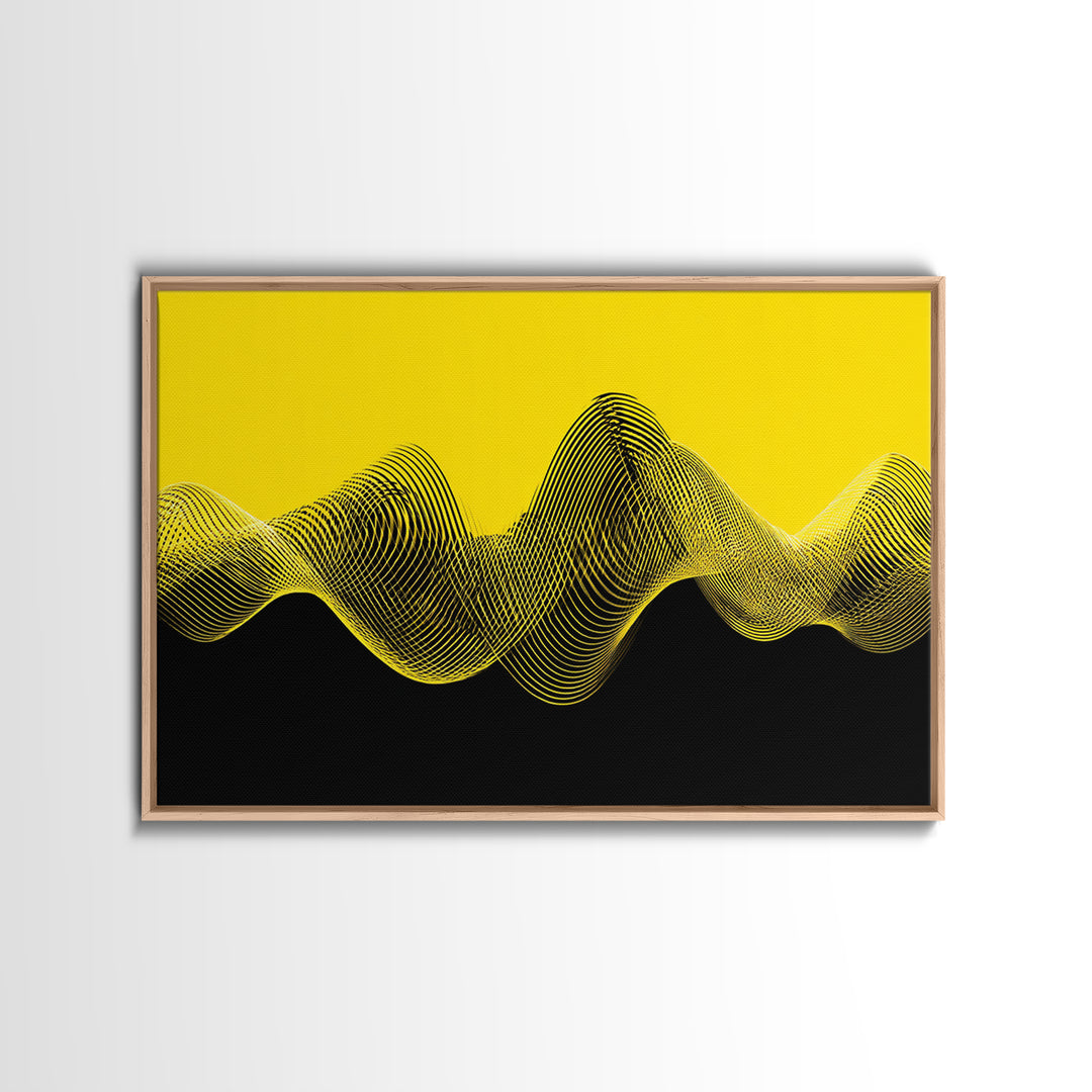 Yellow Black Waveform Wall Art, Minimalist Abstract Canvas Print, Modern Geometric Art, Office Decor, Statement Wall Decor
