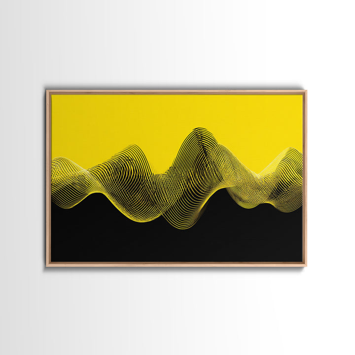 Yellow Black Waveform Wall Art, Minimalist Abstract Canvas Print, Modern Geometric Art, Office Decor, Statement Wall Decor