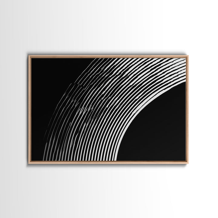 Black And White Concentric Arc Lines Wall Art, Minimalist Abstract Print, Modern Geometric Decor, Office Wall Decor, MCM Home Decor