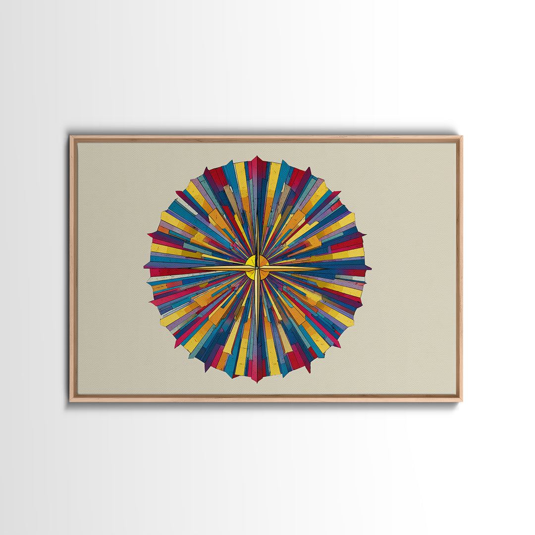 Colorful Radial Circle Burst Canvas Print, Midcentury Modern Abstract Art, Geometric Wall Art, Retro MCM Home Decor Poster