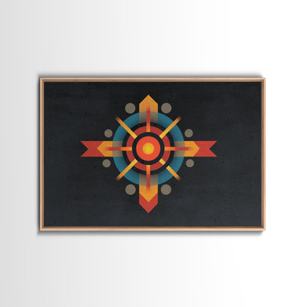 Dark Atomic Target Cross Wall Art, Midcentury Modern Abstract Print, Retro Geometric Poster, Masculine Office Decor, MCM Decor