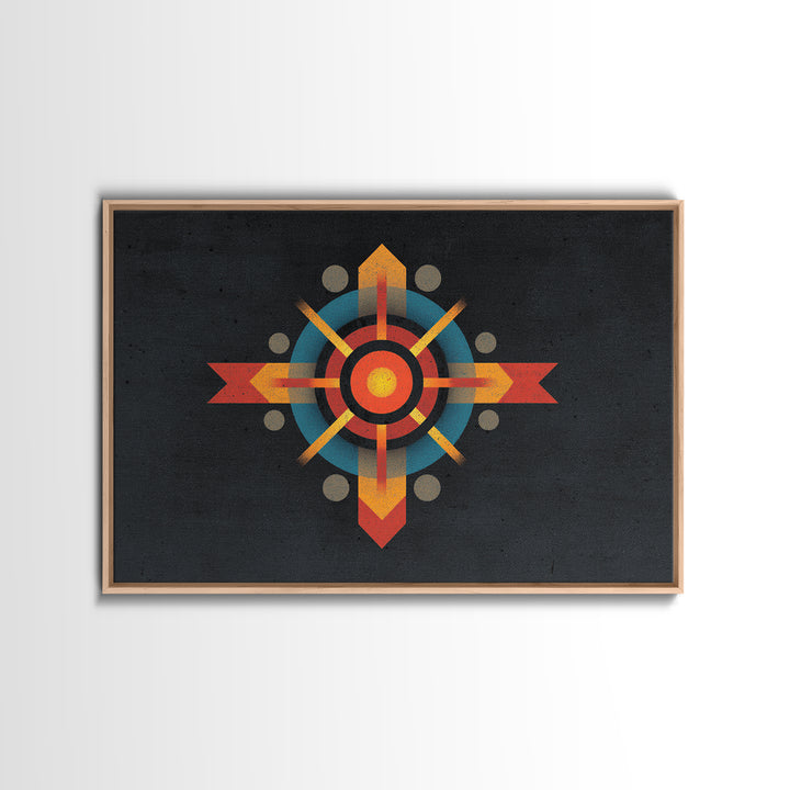 Dark Atomic Target Cross Wall Art, Midcentury Modern Abstract Print, Retro Geometric Poster, Masculine Office Decor, MCM Decor