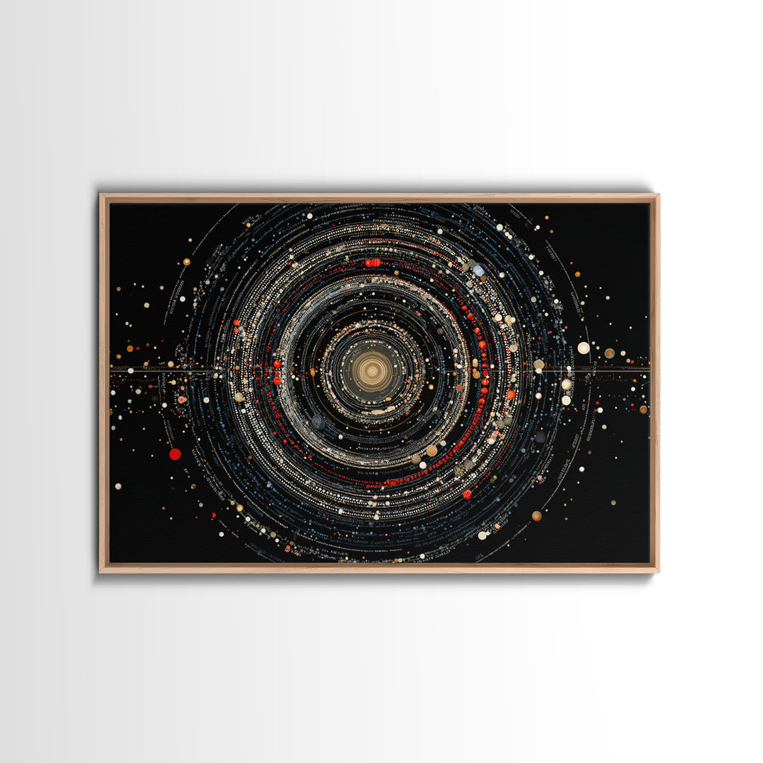 Black Cosmic Rings Wall Art, Abstract Solar System Framed Canvas Print, Modern Art Print, Space Abstract Art, Galaxy Decor