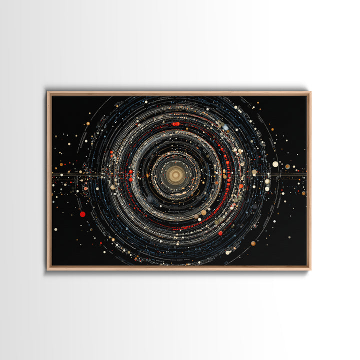 Black Cosmic Rings Wall Art, Abstract Solar System Framed Canvas Print, Modern Art Print, Space Abstract Art, Galaxy Decor