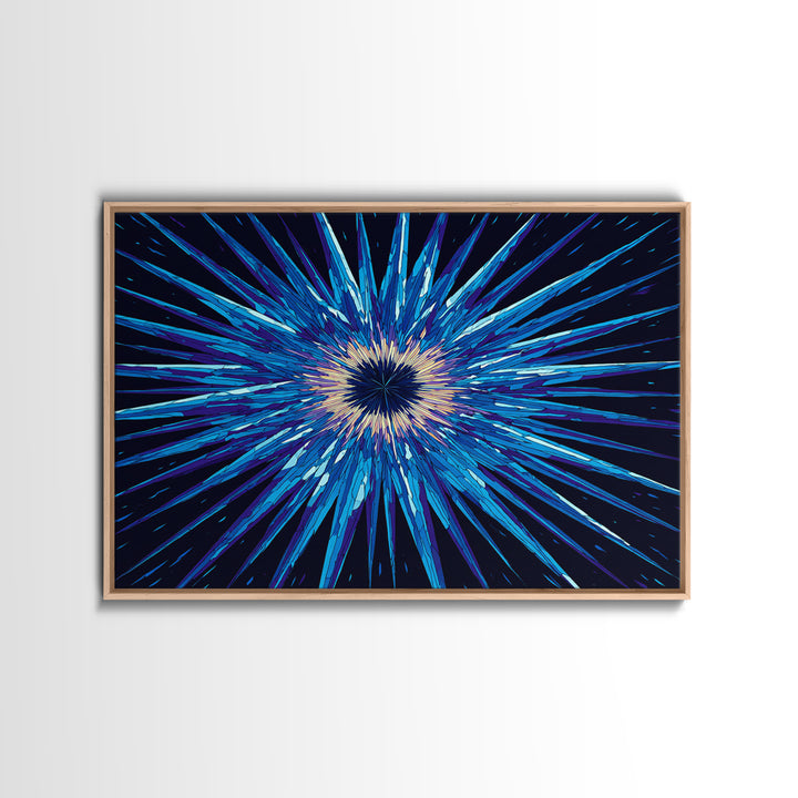 Blue Hyperspace Starburst Wall Art, Abstract Canvas Print, Sci Fi Wall Art, Modern Digital Art, Gamer Room Decor Poster Gift