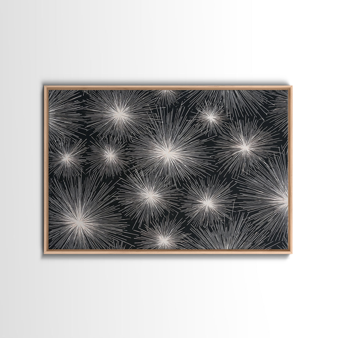 Black White Firework Starbursts Wall Art, Minimalist Canvas Print, Geometric Wall Art, Modern Abstract Art, Bold Decor Poster