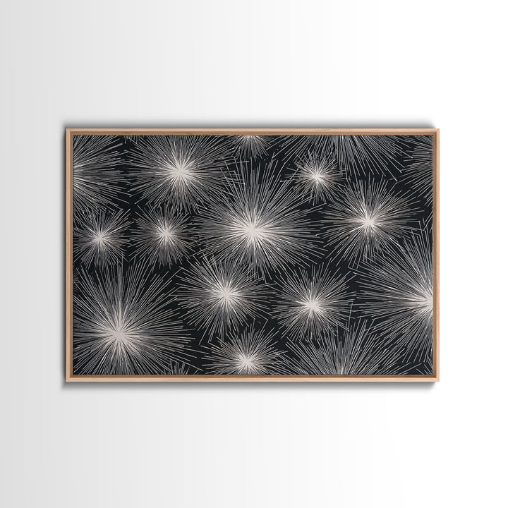 Black White Firework Starbursts Wall Art, Minimalist Canvas Print, Geometric Wall Art, Modern Abstract Art, Bold Decor Poster
