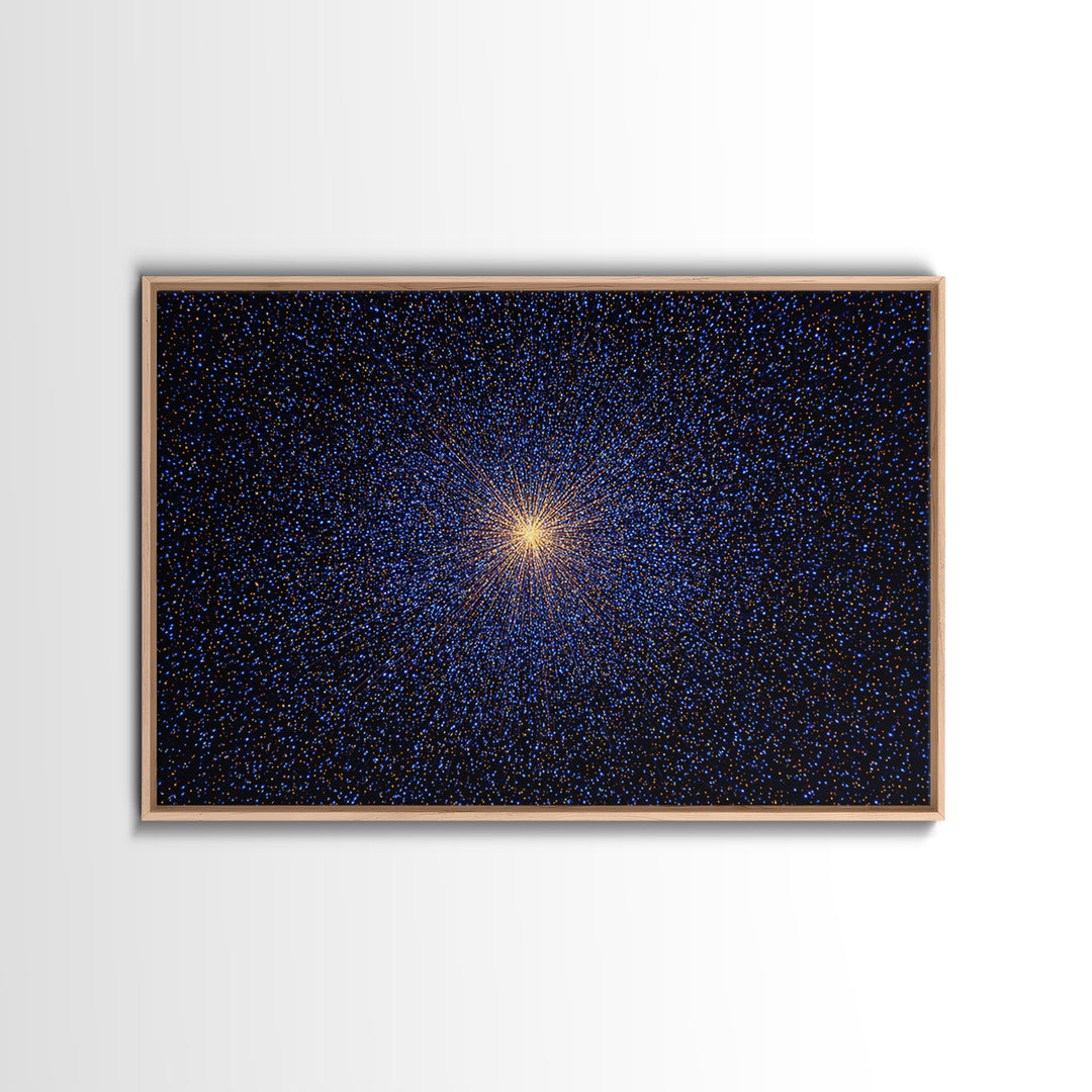 Radiant Blue Orange Starburst Wall Art, Midcentury Modern Abstract Art Print, Cosmic Retro Decor, Modern Home Decor, Bedroom Decor
