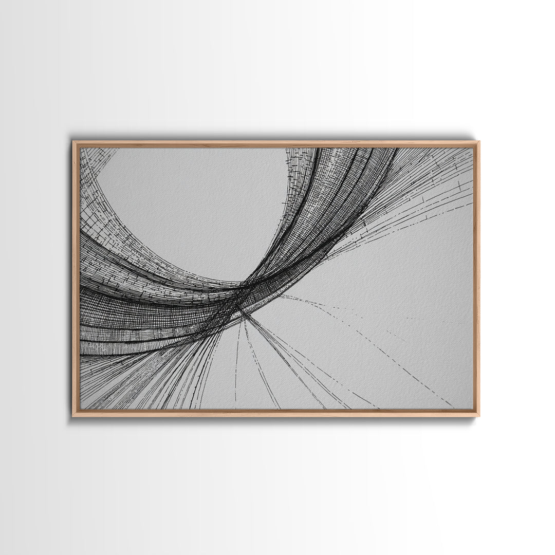 Black Fine Line Curve Wall Art, Minimalist Abstract Art Print, Monochrome Modern Wall Decor, Office Decor, Large Prints, Home Decor