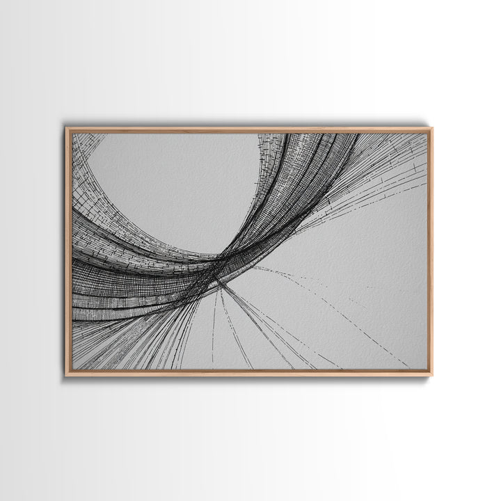 Black Fine Line Curve Wall Art, Minimalist Abstract Art Print, Monochrome Modern Wall Decor, Office Decor, Large Prints, Home Decor