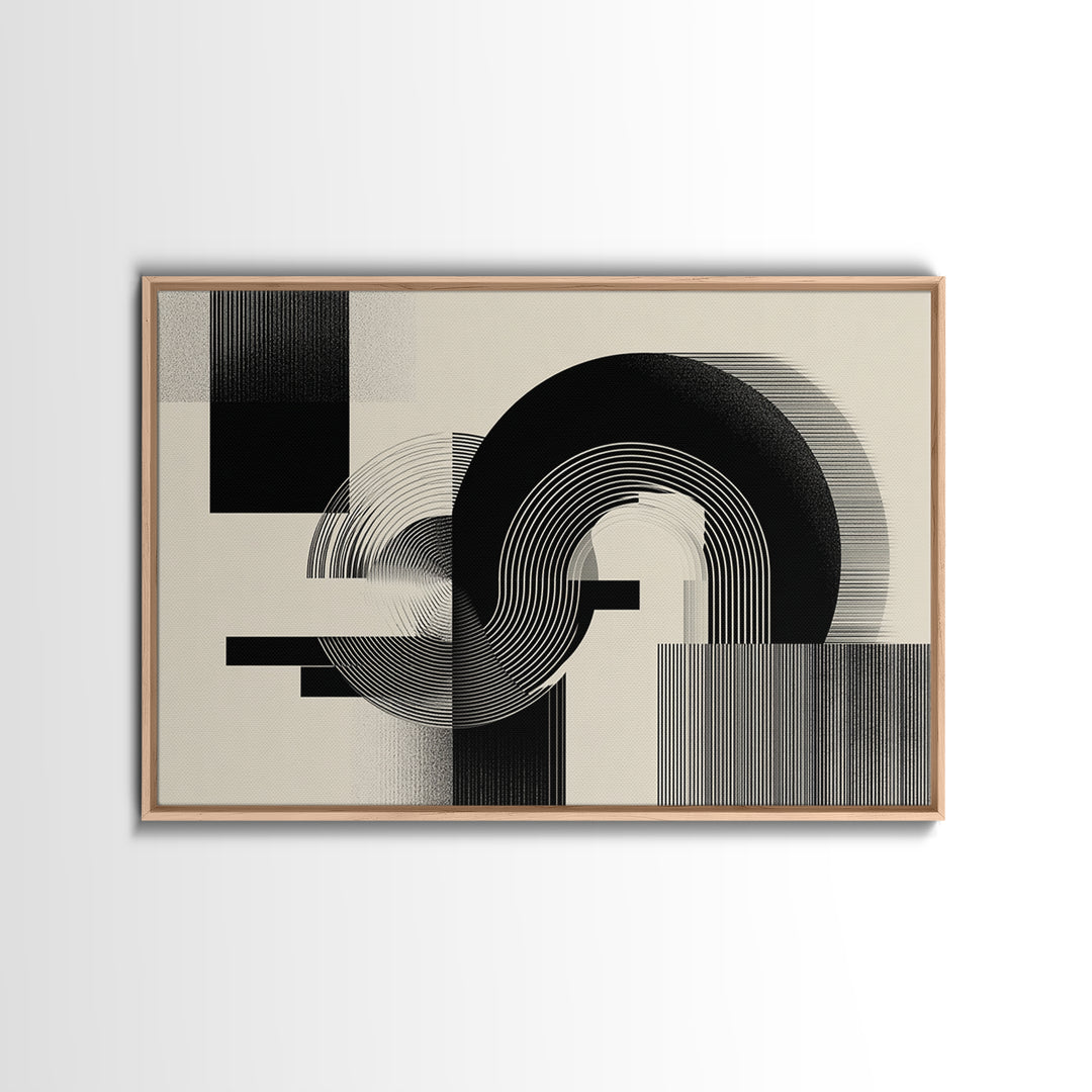 Black Cream Optical Arch Wall Art, Midcentury Modern Abstract Art Print, Bauhaus Geometric Wall Decor, Office Decor, Modern Home Decor