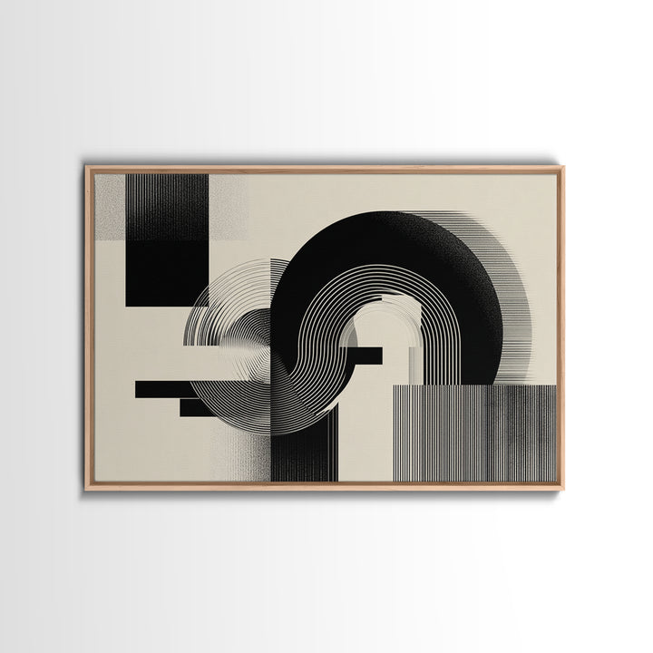 Black Cream Optical Arch Wall Art, Midcentury Modern Abstract Art Print, Bauhaus Geometric Wall Decor, Office Decor, Modern Home Decor