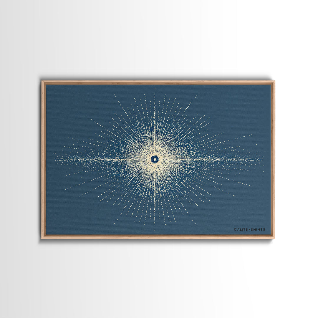 Blue Cream Dotted Atomic Starburst Wall Art, Midcentury Modern Art Print, Geometric Abstract Decor, Retro MCM Poster, Home Decor
