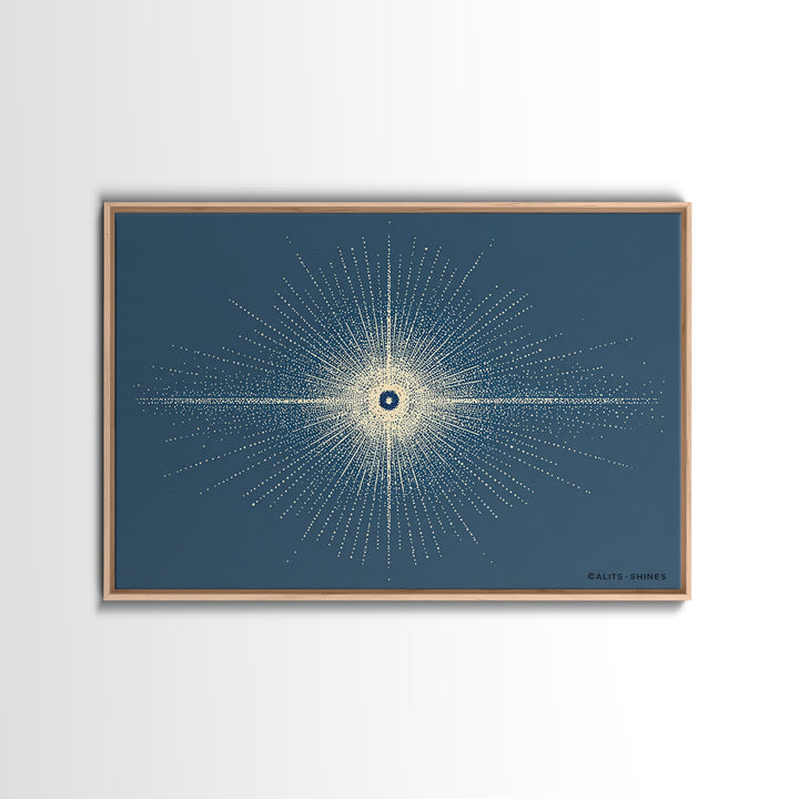 Blue Cream Dotted Atomic Starburst Wall Art, Midcentury Modern Art Print, Geometric Abstract Decor, Retro MCM Poster, Home Decor