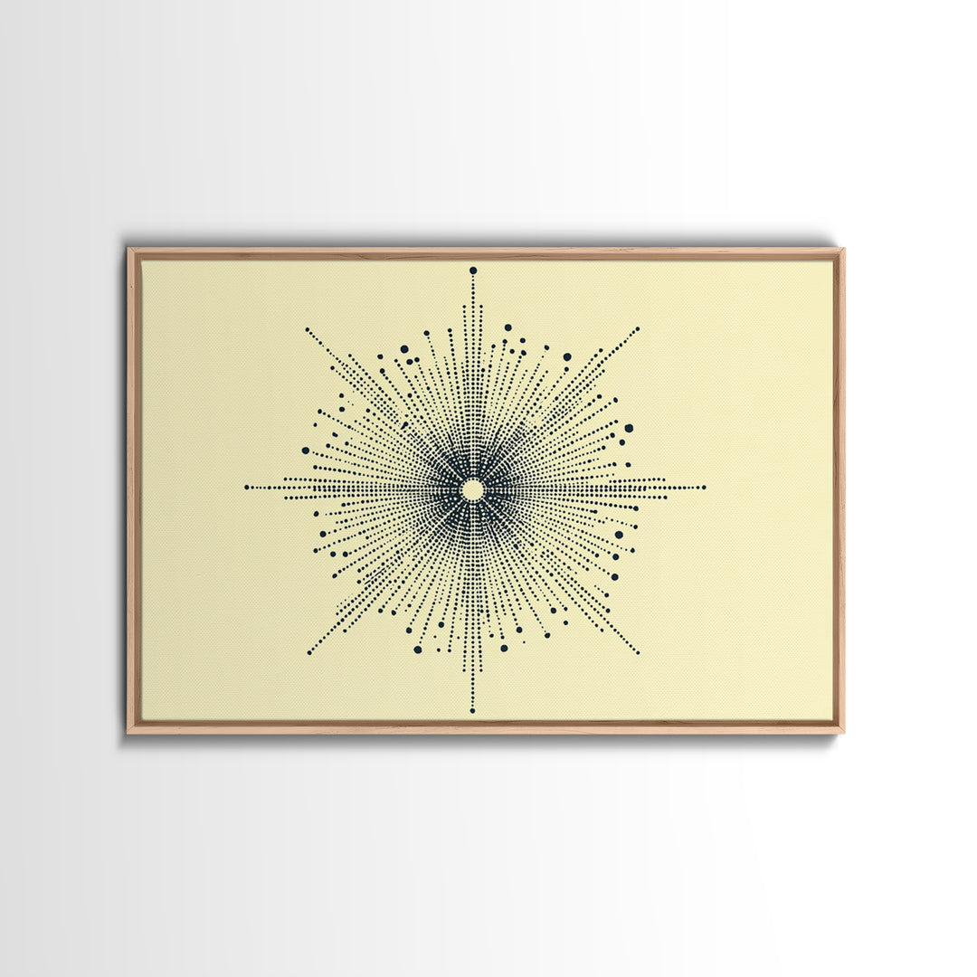 Navy Cream Dotted Starburst Wall Art, Midcentury Modern Art Print, Atomic Geometric Abstract Decor, Retro MCM Poster, Home Decor