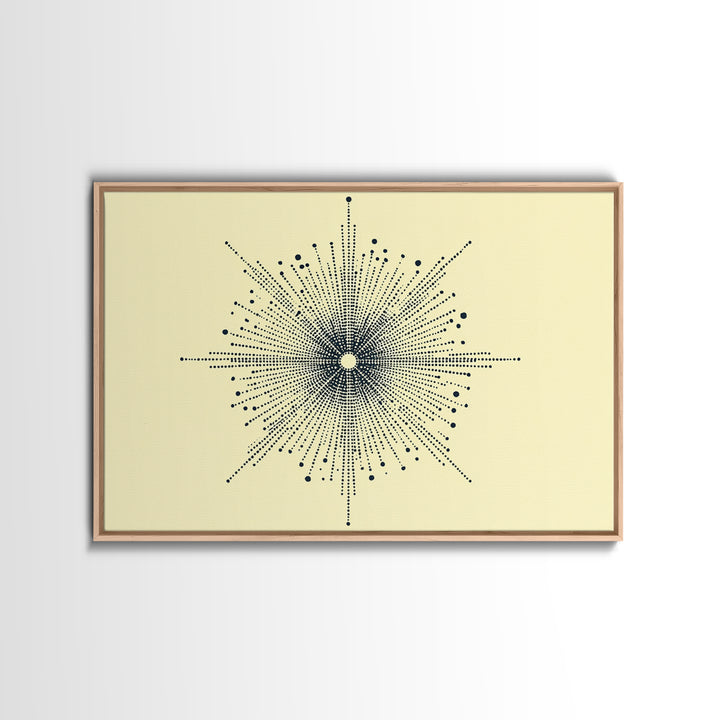 Navy Cream Dotted Starburst Wall Art, Midcentury Modern Art Print, Atomic Geometric Abstract Decor, Retro MCM Poster, Home Decor