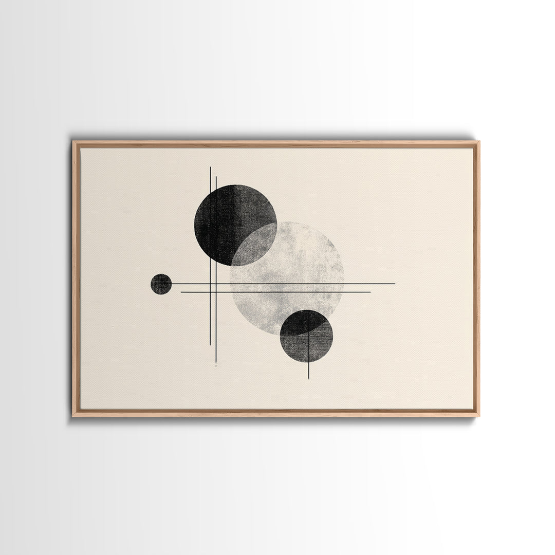 Black White Textured Circle Lines Wall Art, Midcentury Modern Art Print, Minimalist Geometric Abstract Decor, Neutral Poster