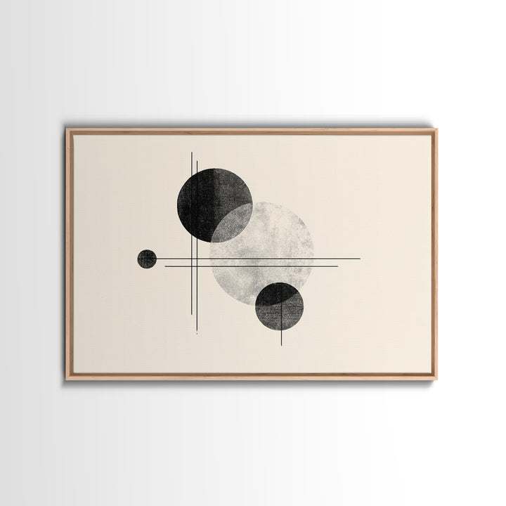 Black White Textured Circle Lines Wall Art, Midcentury Modern Art Print, Minimalist Geometric Abstract Decor, Neutral Poster