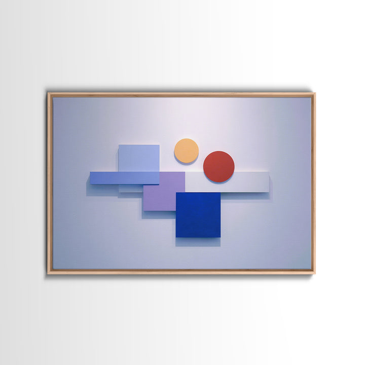 Pastel Blue Red Yellow Blocks Wall Art, Midcentury Modern Art Print, Bauhaus Geometric Abstract Decor, Colorful MCM Poster