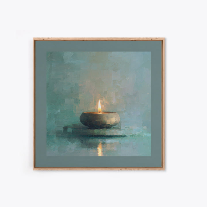 Minimal Candle Flame on Dark Background Canvas Print, Meditation Art, Modern Home Decor, Living Room Decor, Fine Art, Stillness, MED-1x1-14