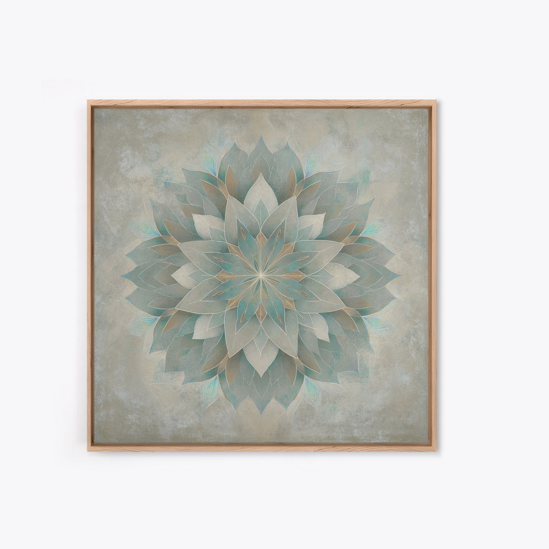Sacred Geometry Lotus Framed Canvas Print, Meditation Art, Contemporary Art, Living Room Decor, Stillness, Modern Decor, MED-1x1-39